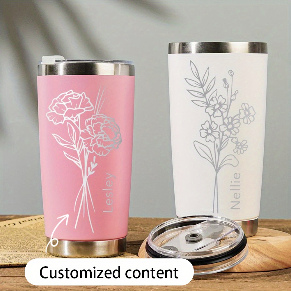 Coffee Tea Name - 맞춤형 이름이 새겨진 카네이션(생일 꽃) 디자인의