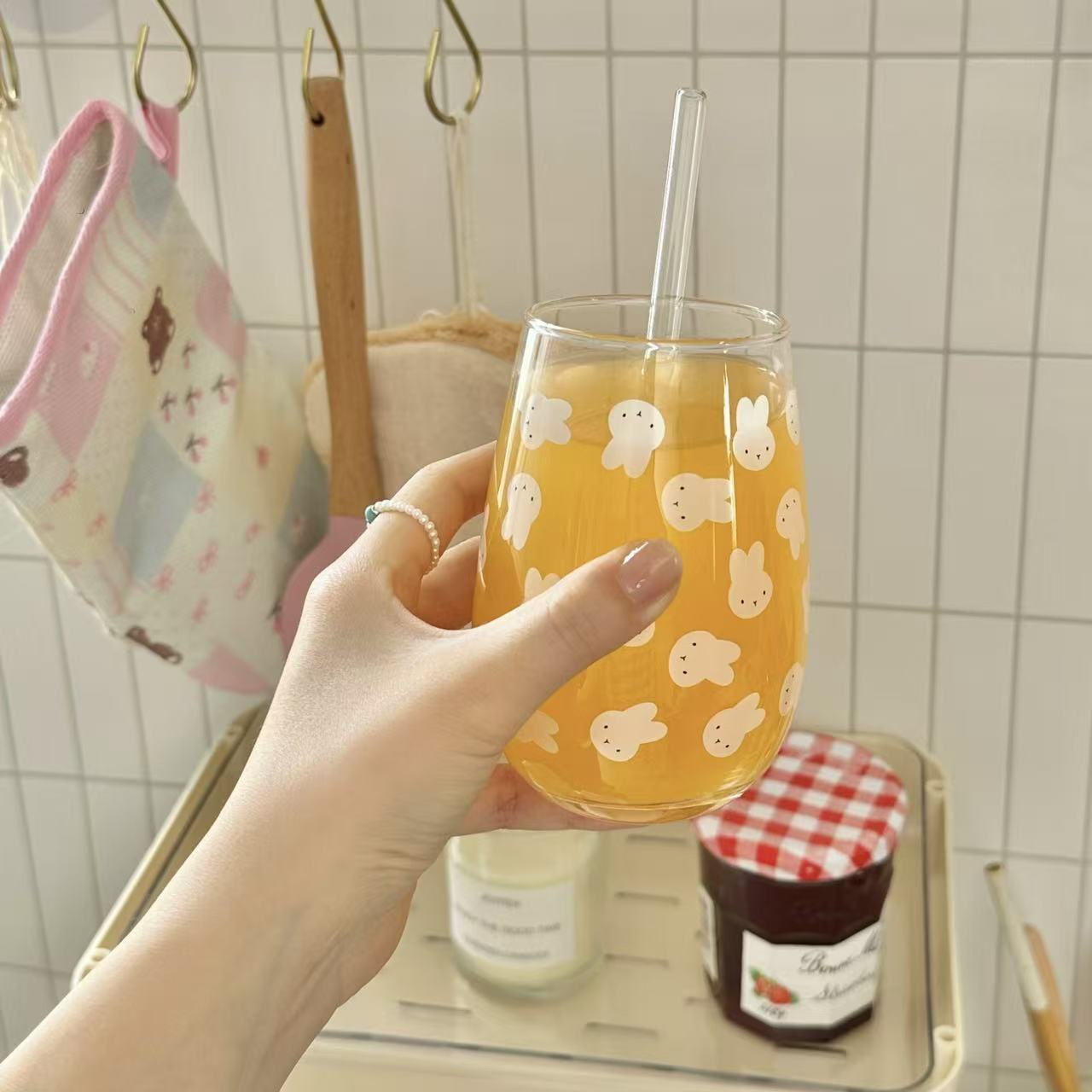 귀여운 미피 토끼 프린트 유리 텀블러 대용량 물컵 -  - Coffee Tea & Jane 리뷰 및 가격