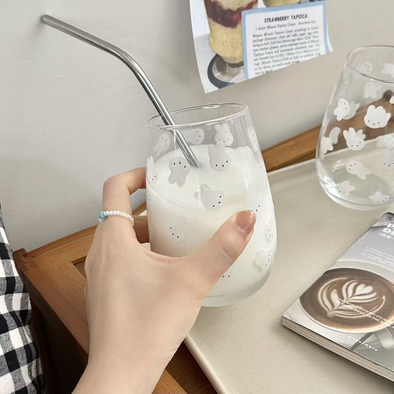 귀여운 미피 토끼 프린트 유리 텀블러 대용량 물컵 -  - Coffee Tea & Jane 리뷰 및 가격