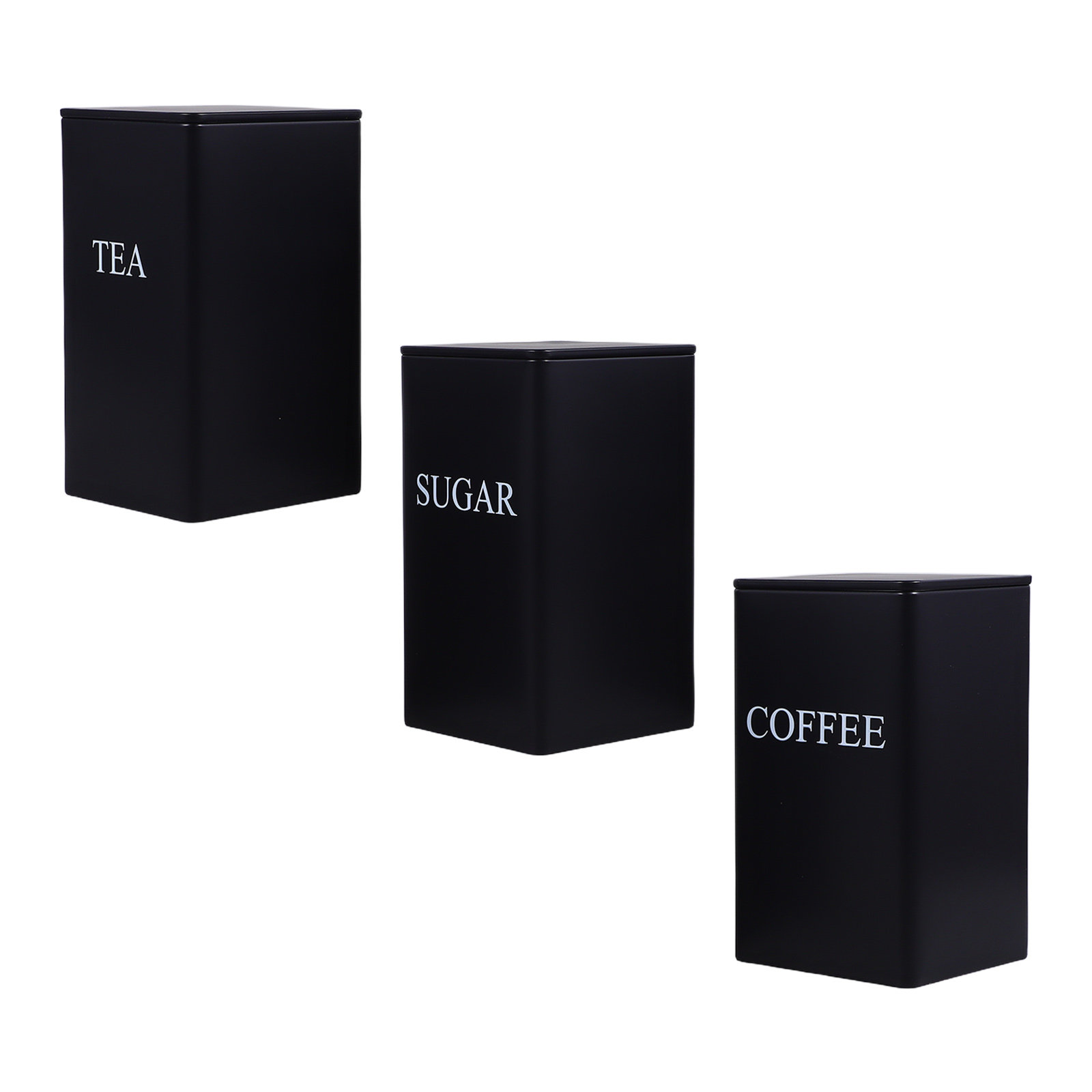 3개 세트 주방용 보관 용기, 검은색 사각형, 밀폐형, - Coffee Tea Sugar 리뷰 및 가격