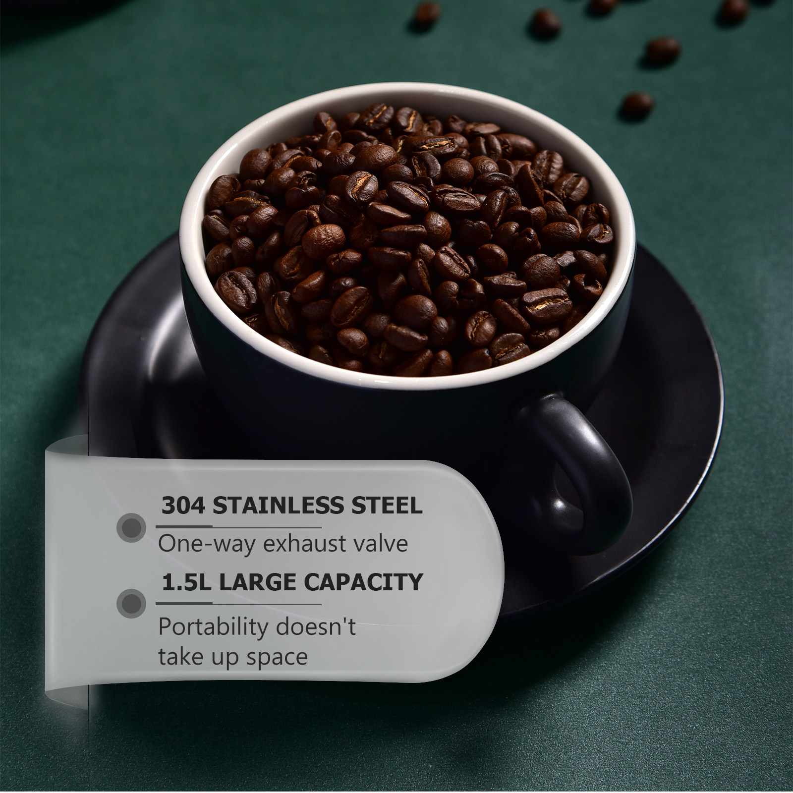 커피 원두 보관용 스테인리스 스틸 밀폐 용기 1개, 차 - Coffee Tea Sugar 리뷰 및 가격