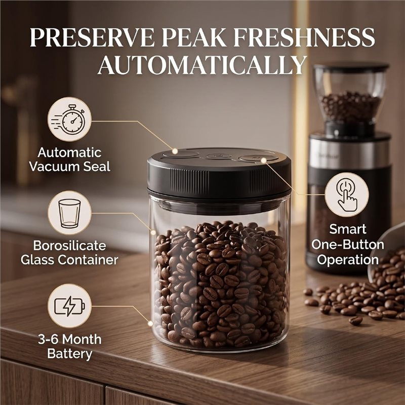 자동 진공 커피 보관 용기 700ml, 내열 유리 재질 - Coffee Tea Sugar 리뷰 및 가격