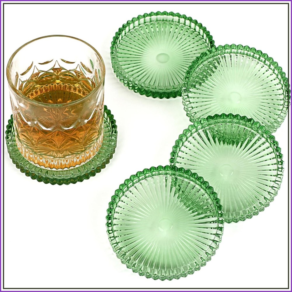 모던 클리어 글라스 코스터 5개 세트 - 커피, 차,  - Coffee Tea Images 리뷰 및 가격